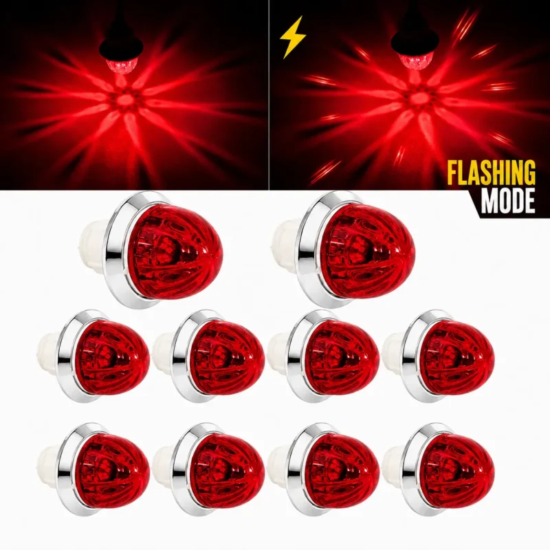 YFD Lighting 10-pack red watermelon marker lights with chrome trim and white mounting bases