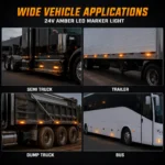YFD Lighting 24V amber LED marker light for semi trucks trailers dump trucks and commercial buses