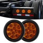 YFD Lighting 2-pack 4-inch amber round 12-LED tail lights with black rubber grommets for trucks and trailers