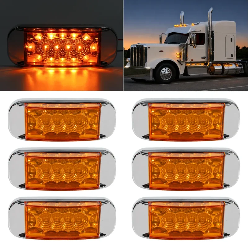 YFD Lighting 6-inch chrome amber LED marker light 6-pack for semi trucks and trailers