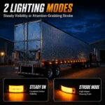 YFD Lighting amber LED marker light installed on a heavy-duty truck with bright steady amber illumination