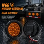 YFD Lighting amber 4-inch LED tail light with IP66 weather-resistant sealed housing for rain, splashes and road spray