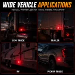 YFD Lighting red LED marker light installed on semi trucks, trailers, RVs and pickup trucks