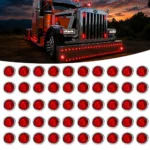 50-pack red 3/4 inch 3 LED chrome marker lights for semi trucks, trailers, RVs, and heavy-duty vehicles