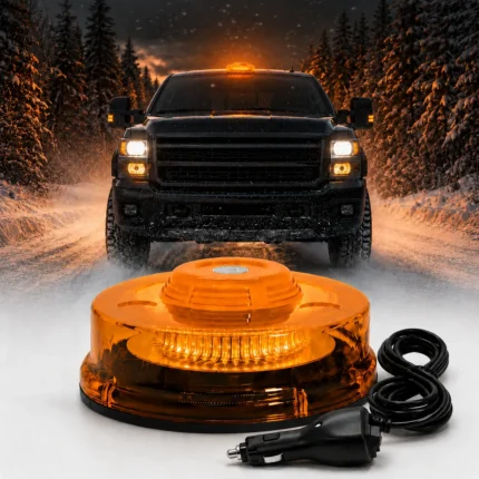 23-mode UFO LED warning strobe light with magnetic base and cigarette lighter plug for trucks, pickups and work vehicles