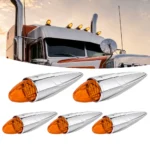 5-pack 12V amber torpedo-style cab roof marker lights with chrome housings on a white background