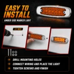 Installation guide for 6 inch amber LED marker light with screw mount wiring for 12V 24V trucks and trailers