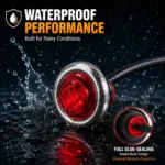 Red 3/4 inch chrome LED marker light with full glue-sealing and waterproof protection for rainy truck and trailer use