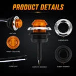 Accessories included with 3/4-inch 3 LED chrome marker lights for truck, trailer, and RV installation