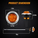 Dimension guide for 3/4-inch 3 LED chrome marker light with compact round lens and chrome bezel