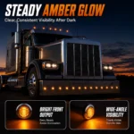 3/4-inch 3 LED chrome marker light installed and illuminated on a truck for exterior marker lighting