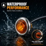Waterproof performance display of 3/4-inch 3 LED chrome marker light with sealed back design for rainy conditions
