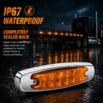 Waterproof amber 6 inch 12 LED side marker lights for trucks trailers and commercial vehicles in wet weather