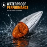 Water-resistant amber torpedo cab roof marker lights designed for rain and harsh outdoor driving conditions