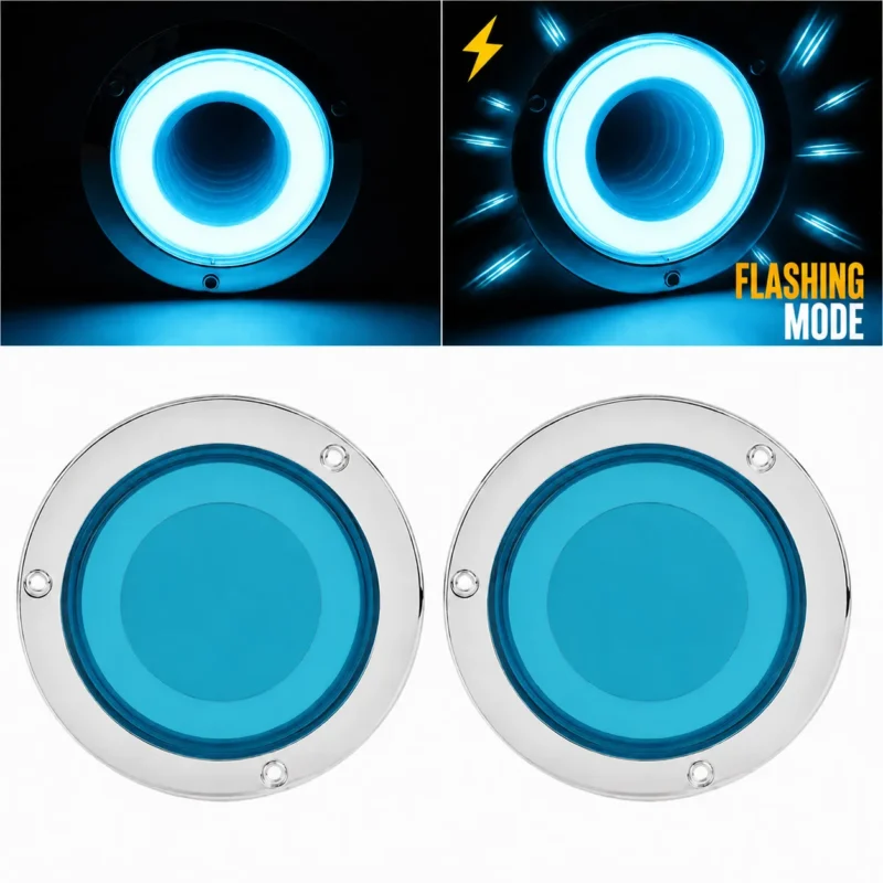 YFD Lighting 2-pack 4-inch ice blue deep tunnel LED tail lights with chrome trim