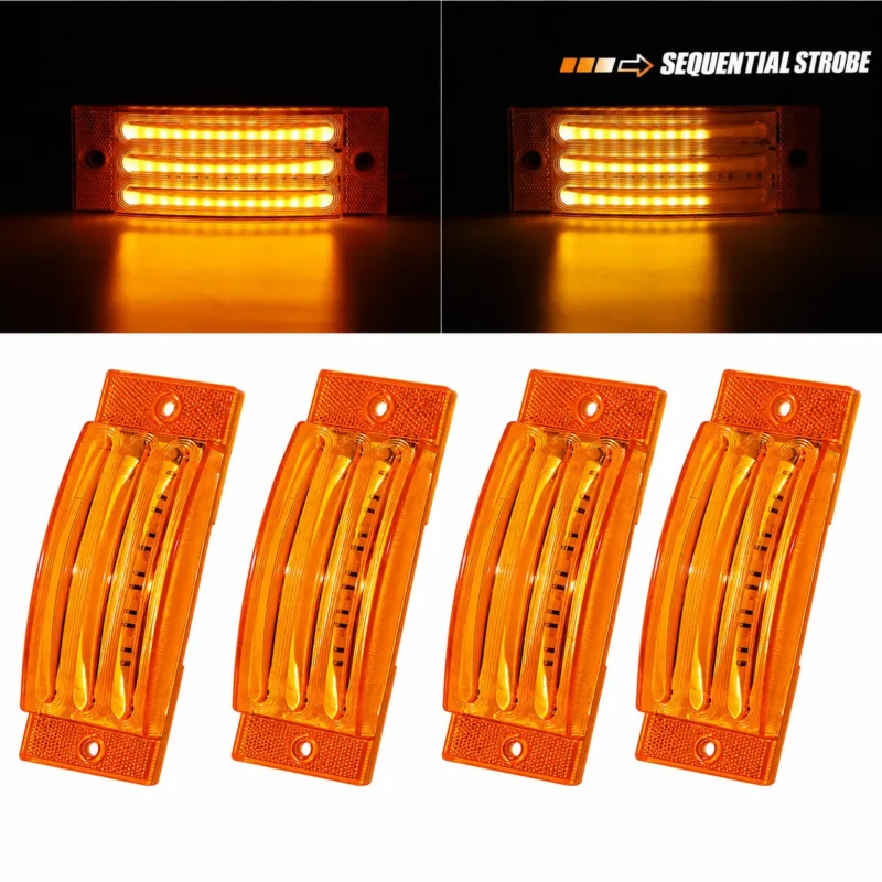 YFD Lighting 4 pack 6 inch amber LED marker lights for semi trucks trailers RVs and commercial vehicles