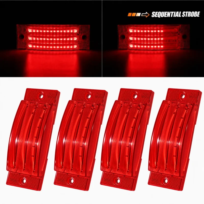 YFD Lighting 4 pack 6 inch red LED marker lights for semi trucks trailers RVs and commercial vehicles