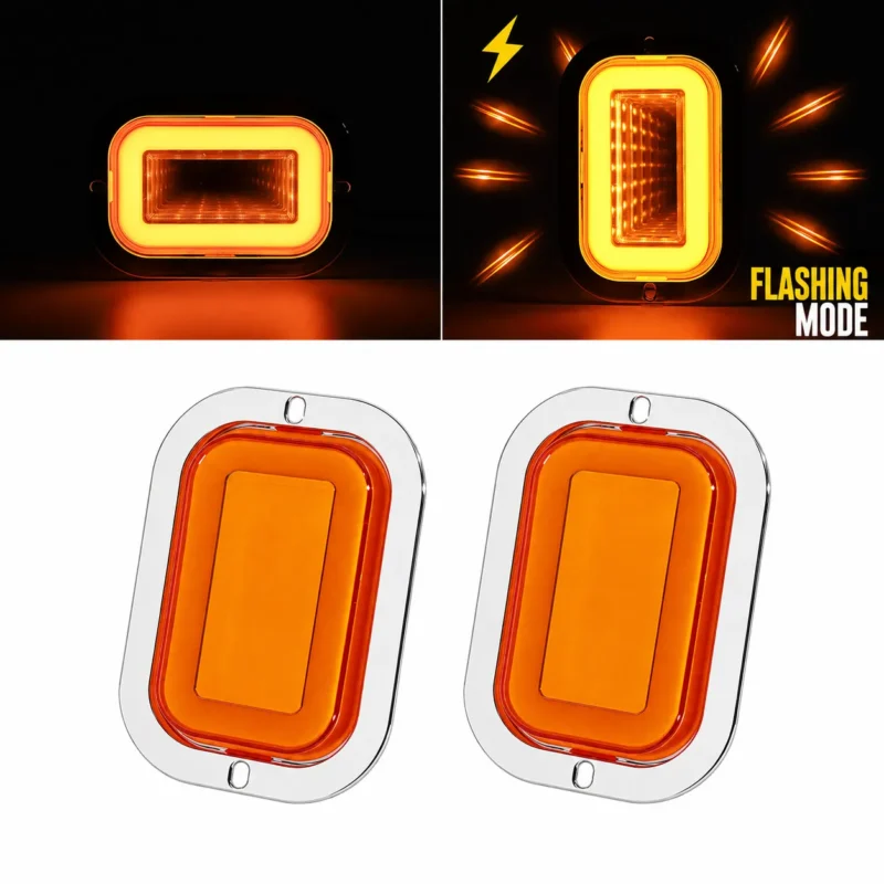 YFD Lighting 2-pack amber deep tunnel LED lights with chrome bezels for trucks and trailers
