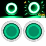 YFD Lighting 2-pack 4-inch green deep tunnel LED tail lights with chrome bezels and flashing mode for trucks and trailers