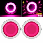 YFD Lighting 2-pack 4-inch pink deep tunnel LED tail lights with chrome bezels and flashing mode for trucks and trailers