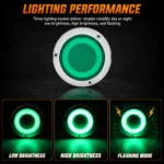 YFD Lighting 4-inch green deep tunnel LED tail light with low brightness, high brightness and flashing modes