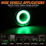 YFD Lighting 4-inch green deep tunnel LED tail light for semi trucks, trailers, pickups, dump trucks, utility vehicles and RVs
