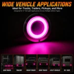YFD Lighting 4-inch pink deep tunnel LED tail light for semi trucks, trailers, pickups, dump trucks, utility vehicles and RVs