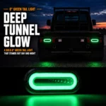 YFD Lighting 6-inch green deep tunnel LED tail lights installed on a truck with bright layered tunnel glow