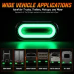 YFD Lighting 6-inch green oval LED tail lights for semi trucks trailers pickups dump trucks utility vehicles RVs and vans