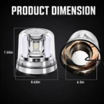 YFD Lighting amber and pink LED warning beacon measuring 7.55 inches high, 8.62 inches wide, with a 6.5-inch mounting base