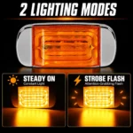 YFD Lighting amber rectangular LED marker light with two lighting modes including steady on and attention-grabbing strobe flash