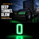 YFD Lighting green deep tunnel LED lights installed on a semi truck with bright tunnel glow for custom truck lighting