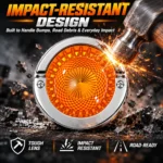 YFD Lighting impact-resistant amber LED marker light with tough lens and chrome bezel for trucks, trailers and road use.