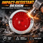 YFD Lighting impact-resistant red LED marker light with tough lens and chrome bezel for trucks, trailers and road use.
