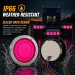 YFD Lighting IP66 4-inch pink LED tail light with sealed back design for rain, road spray, trucks and trailers