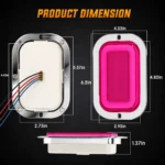YFD Lighting pink deep tunnel LED truck light dimensions with chrome bezel and four-wire connection