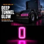 YFD Lighting pink deep tunnel LED lights installed on a semi truck with bright pink tunnel glow