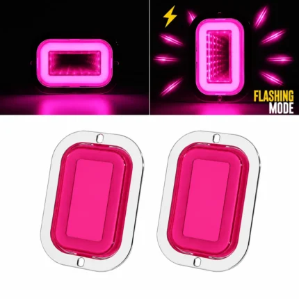 YFD Lighting 2-pack pink deep tunnel LED truck lights with chrome bezels and flashing mode