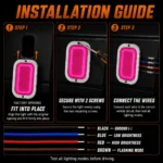 YFD Lighting pink deep tunnel truck light installation guide with mounting and four-wire connection