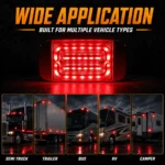 YFD Lighting red rectangular LED marker light for semi trucks, trailers, buses, RVs and campers with steady and strobe lighting functions