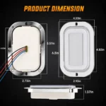 YFD Lighting white rectangular Deep Tunnel LED light dimensions with chrome bezel, 6.2-inch overall height, and 1.37-inch depth.