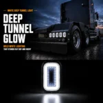 YFD Lighting white Deep Tunnel LED lights installed on a semi truck with bright white infinite tunnel glow for nighttime visibility.