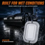 YFD Lighting white Deep Tunnel LED light with sealed weather-resistant design for trucks in rain, spray, and wet driving conditions.
