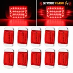YFD Lights 10-pack red rectangular LED marker lights with chrome bezel and steady-on strobe flash modes for trucks and trailers
