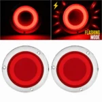 YFD Lights 2-pack 4-inch red LED tail lights with chrome bezels and deep tunnel lens design