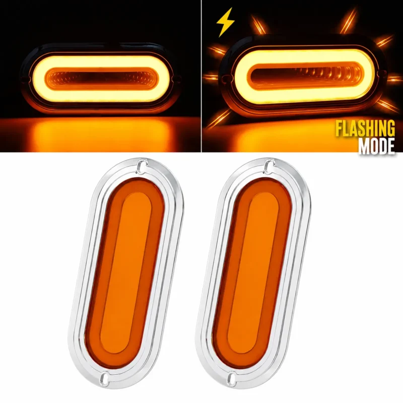YFD Lights 2-pack 6-inch amber oval tail lights with deep tunnel glow design for trucks and trailers