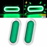 YFD Lights 2-pack 6-inch green deep tunnel LED tail lights with chrome bezels and flashing mode for trucks and trailers