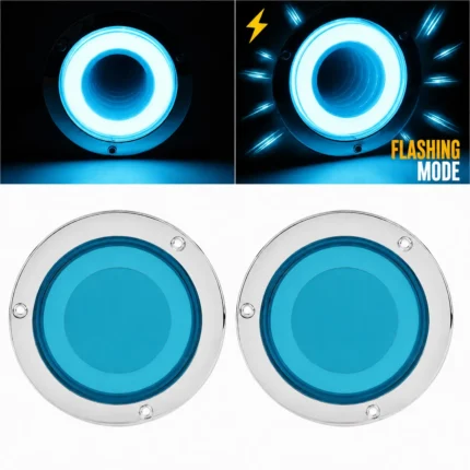YFD Lights 2-pack 4-inch ice blue deep tunnel LED tail lights with chrome trim