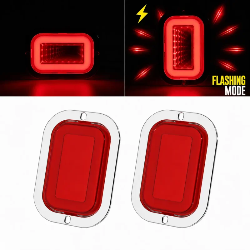 YFD Lights 2-pack red deep tunnel LED lights with chrome bezels for trucks and trailers