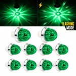 YFD Lighting 10-Pack Green Mini Watermelon LED Marker Lights with Chrome Bezels and Flashing Mode for Semi Trucks and Trailers